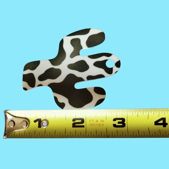 Cow Print Cactus Pendant Keychain Charm - Picture 3 of 3